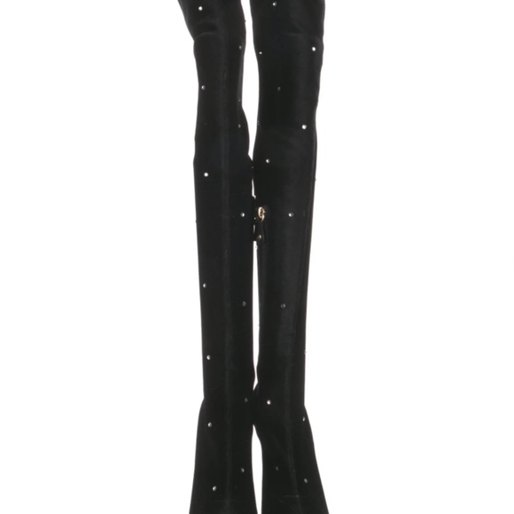 CHARLOTTE OLYMPIA Velvet Crystal Embellishments Boots Women's Size: 5 | IT 35 - Picture 3 of 7